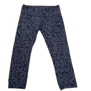 Lululemon Wunder Under Crop Leopard Yoga Leggings Swirl Deep Coal Light Size 8